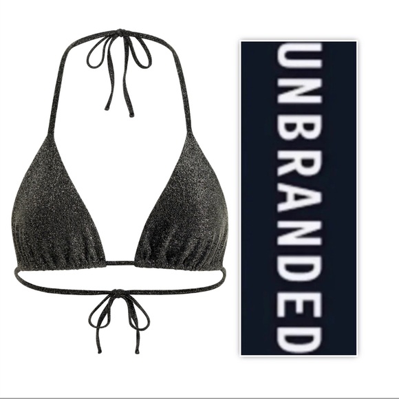 UNBRANDED Black Glitter Triangle Bikini Top - Picture 2 of 9